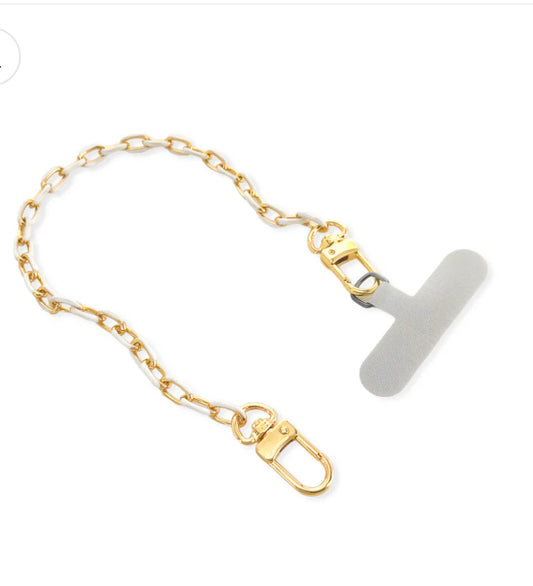 Short Enamel Phone Chain White