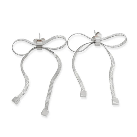 Bow Silver Earrings