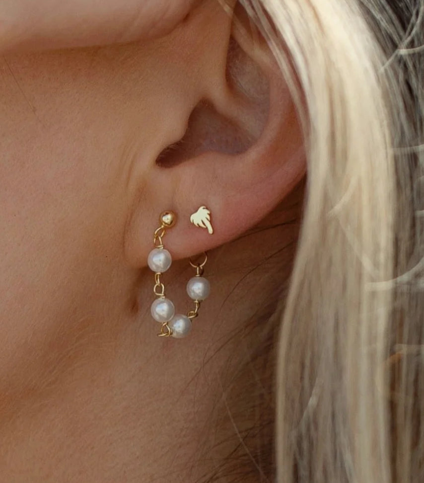 Pearl Drop Hoop Earrings