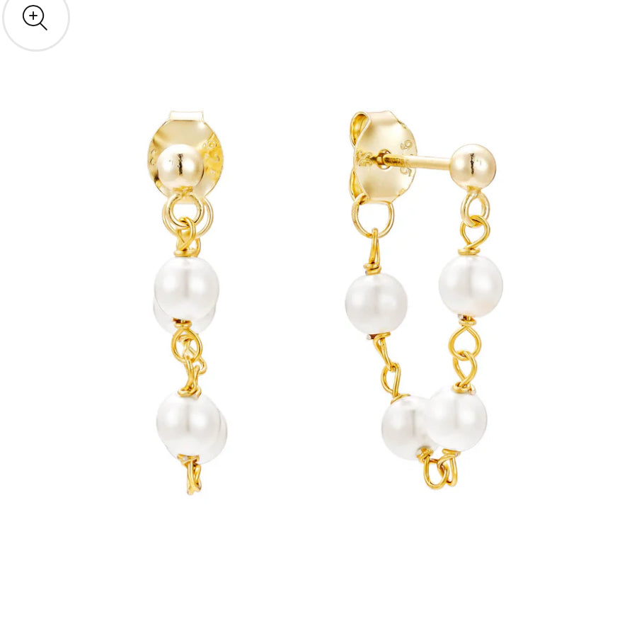 Pearl Drop Hoop Earrings