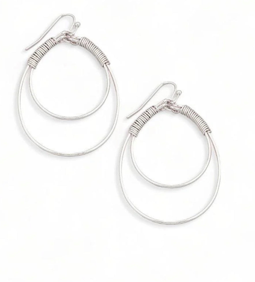 Metal Oval Wrapped Earrings