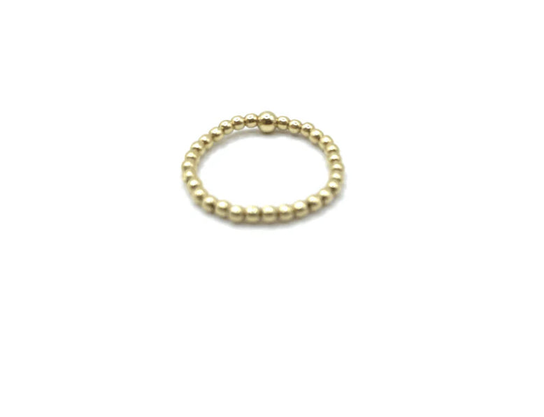 3mm Beaded Gold Stretch Ring