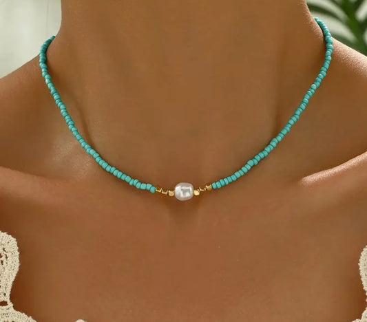 Turquoise Pearl Necklace