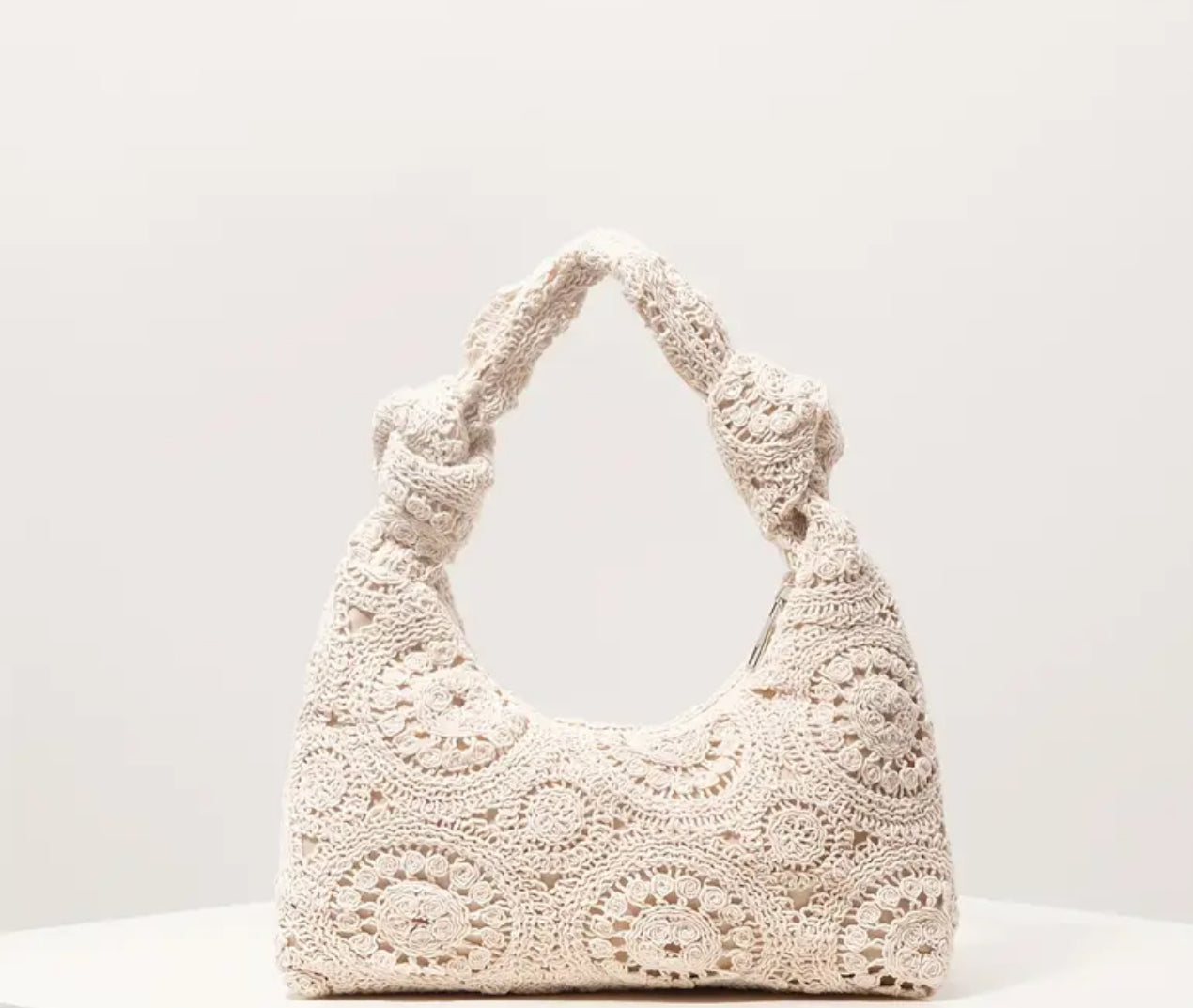 Floral Knit Crochet Handbag