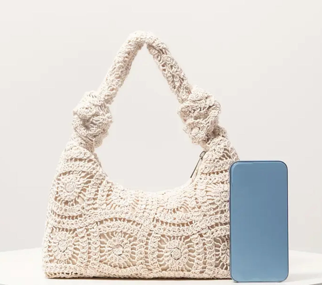 Floral Knit Crochet Handbag