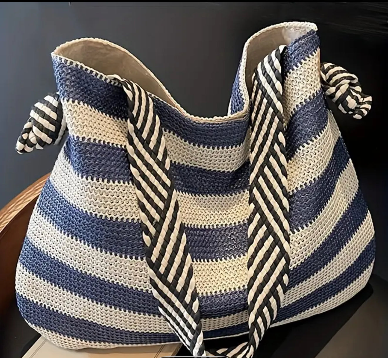 Beach Purse with Striped Strap