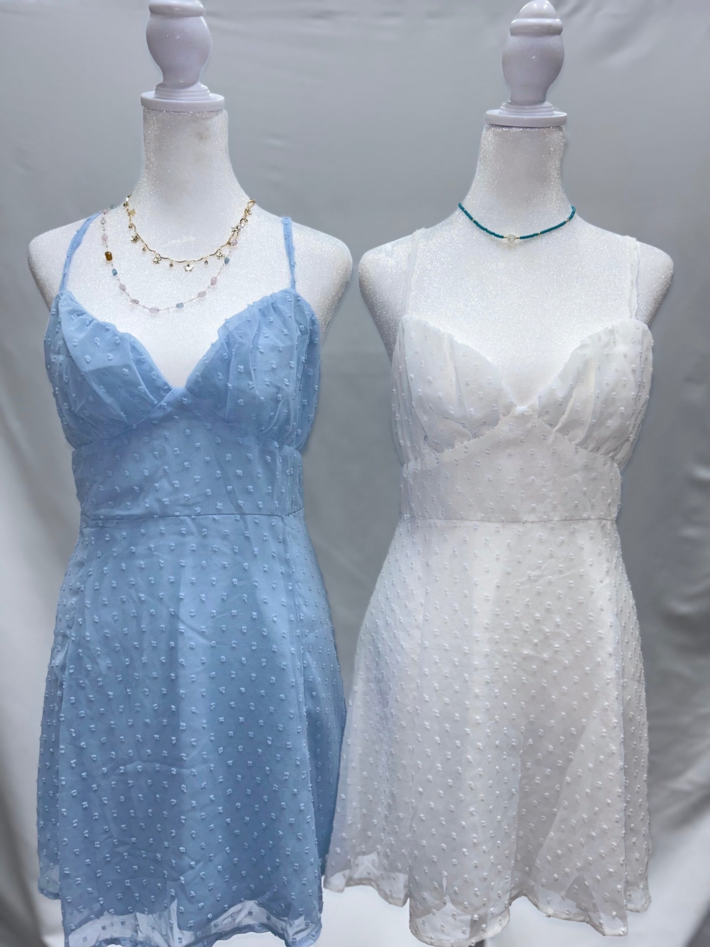 V-neck polka dot jacquard dress | LIGHTBLUE XL