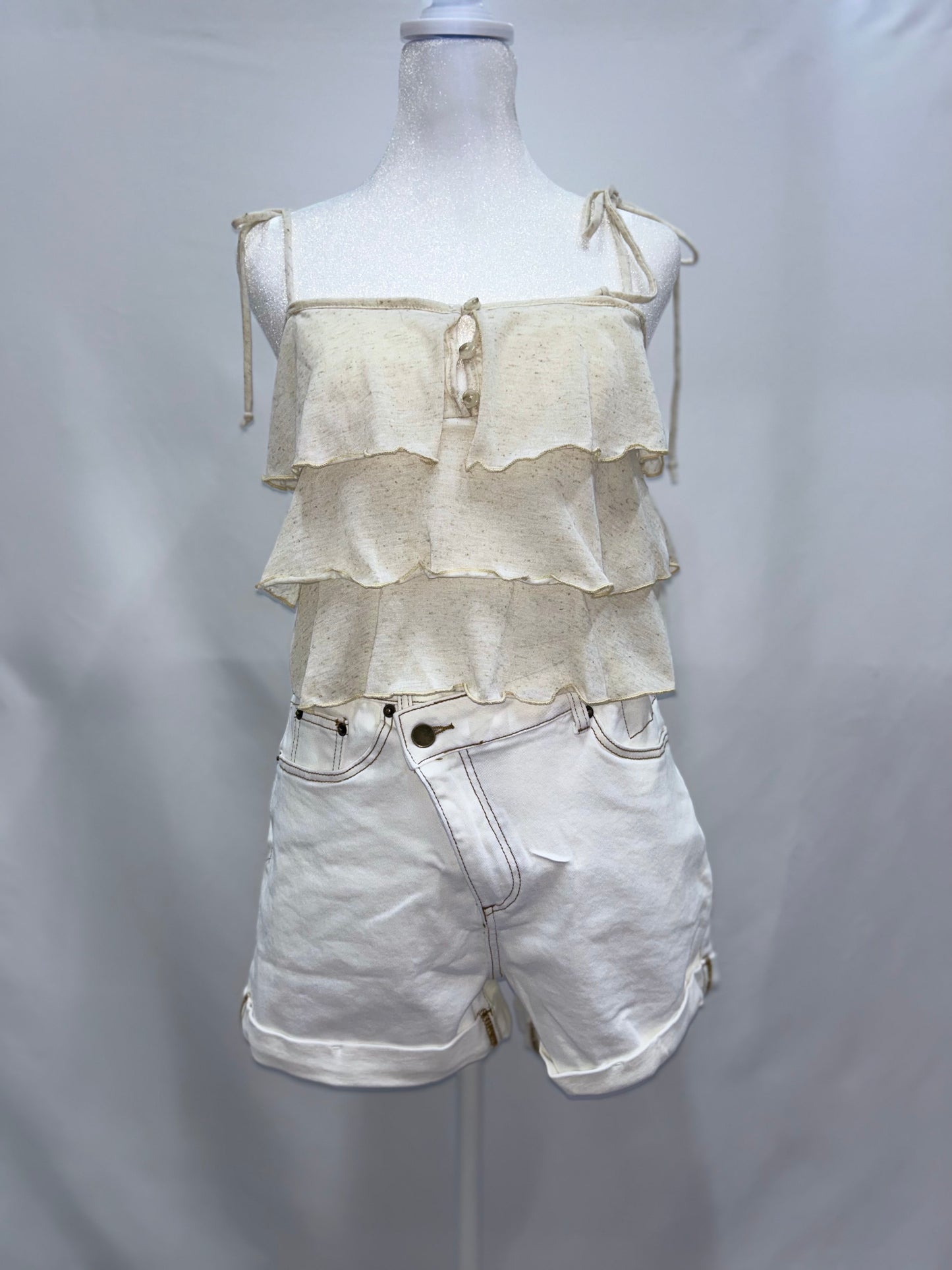  Asymmetric Waist Denim Shorts 14