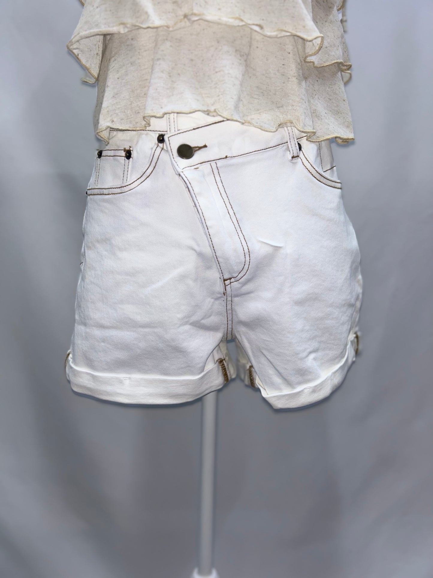  Asymmetric Waist Denim Shorts 14