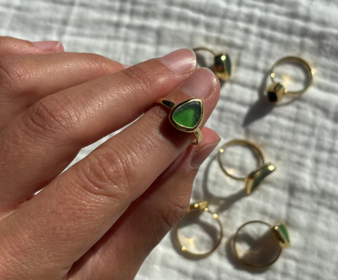 Green Sea Glass Ring 7