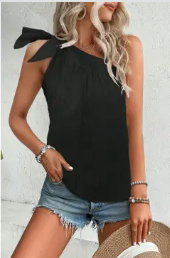 Florita Asymmetrical Tank Top Black