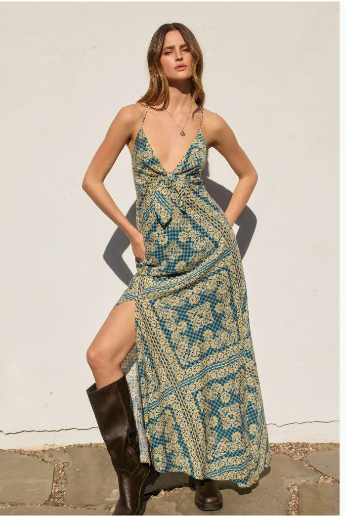 Stay Cute Knot Front Maxi Dress