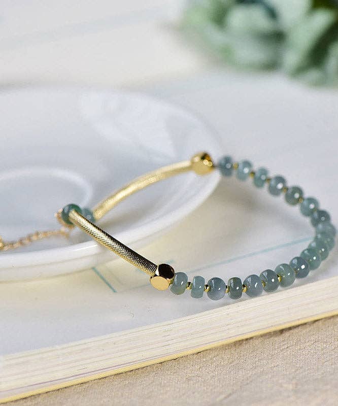 Blue 14K Gold Agate Chain Bracelet