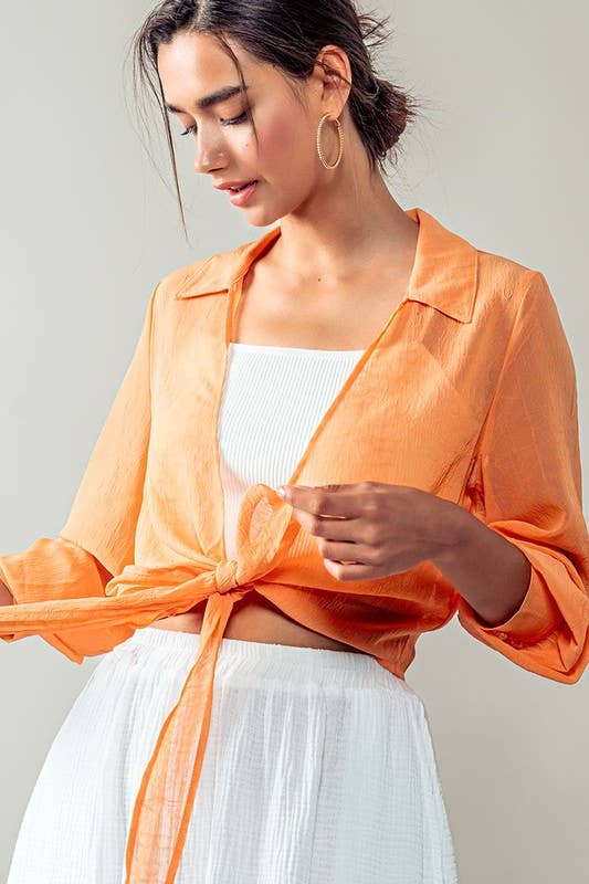 CHIFFON DRAPE TIE SHIRT