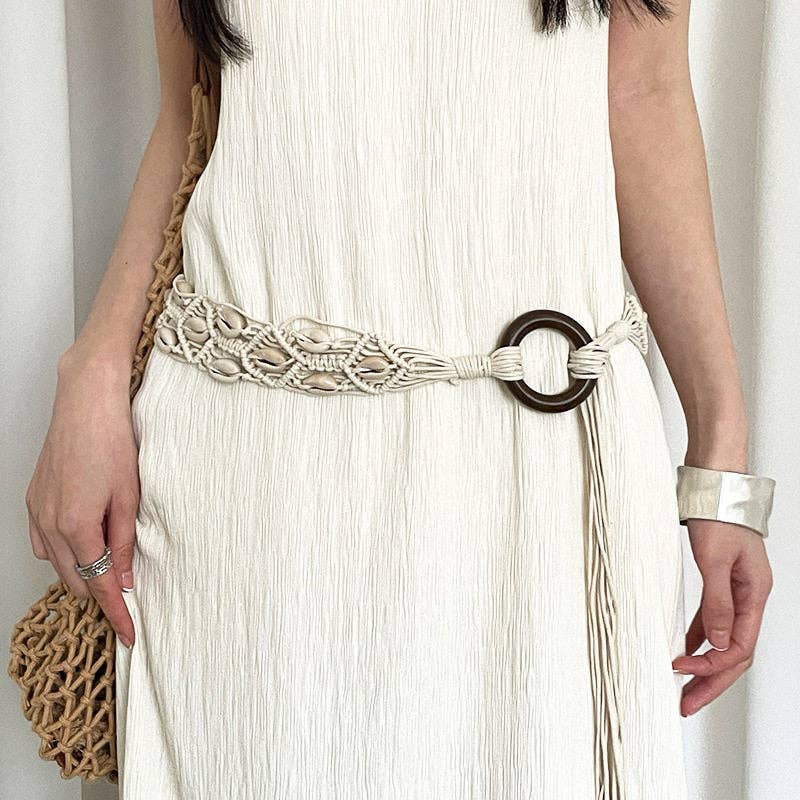 Bohemian Wide Shell Belt For Women With Dresses