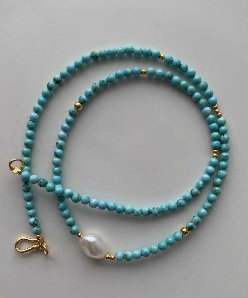 Turquoise Sterling Silver Pearl Necklace