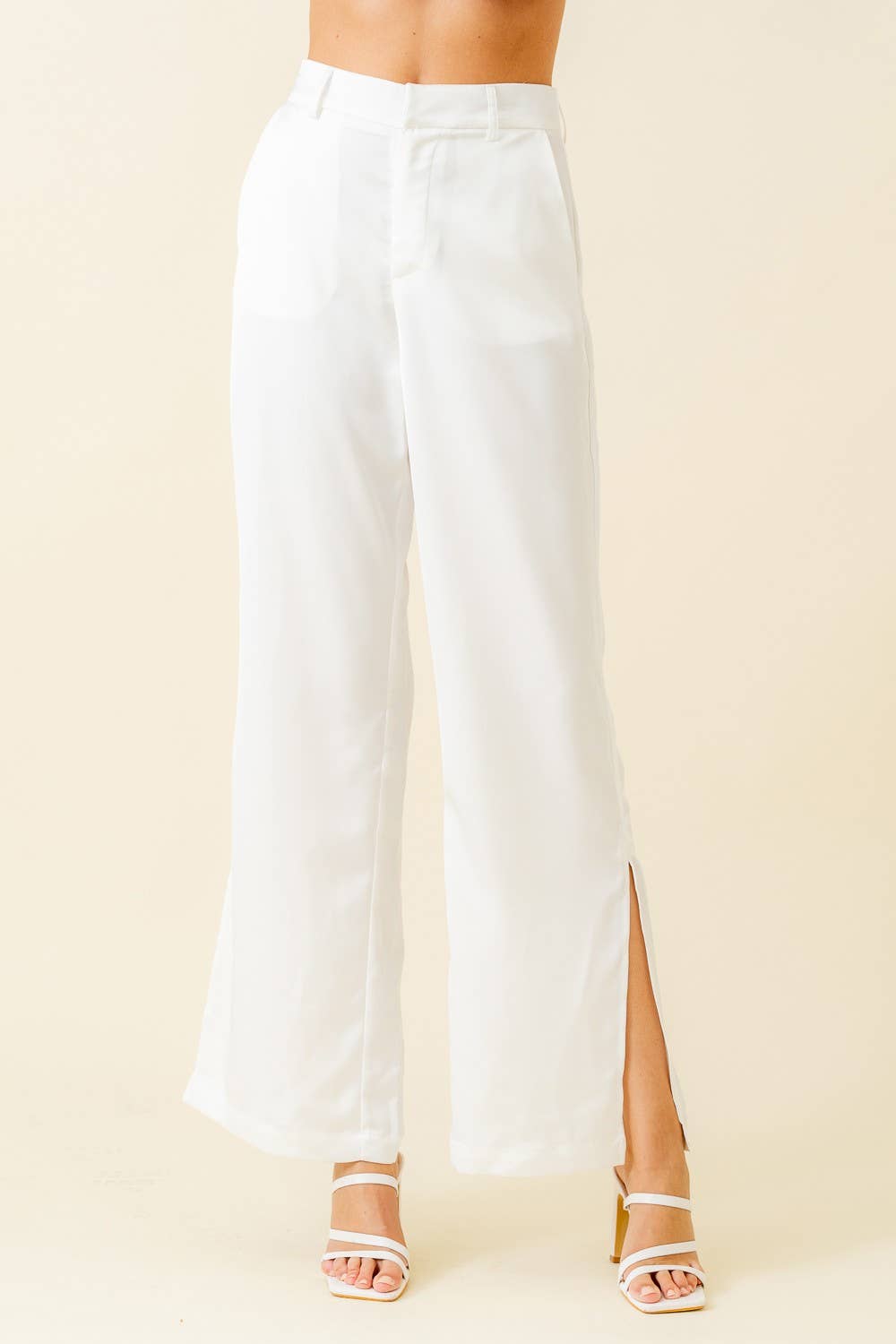 CHIC SILKY SATIN SIDE SLIT PANTS-PI6372FO