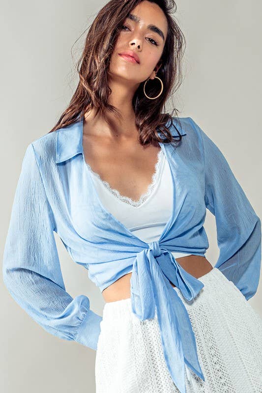 CHIFFON DRAPE TIE SHIRT