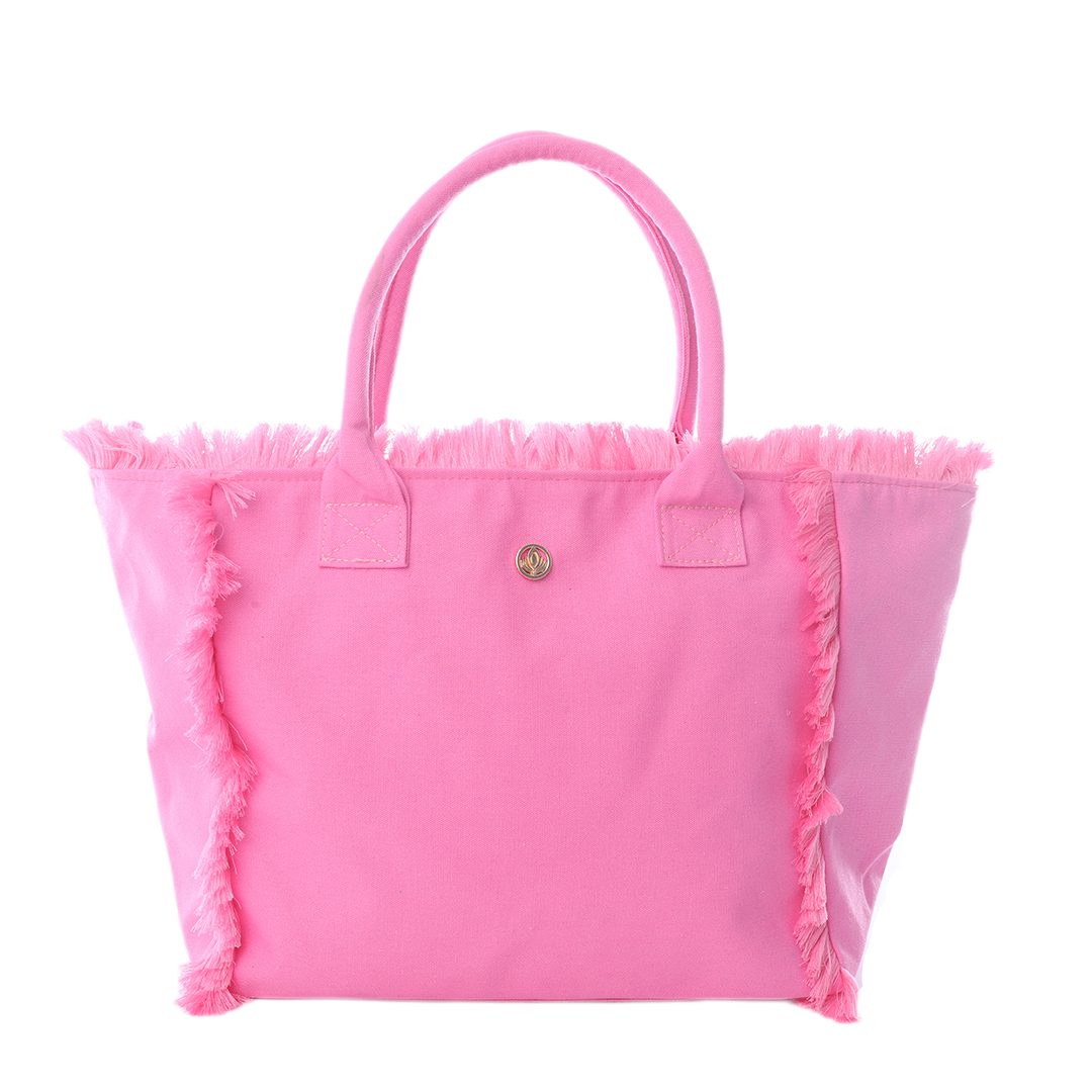 Fringe Canvas Tote Bag – Pink