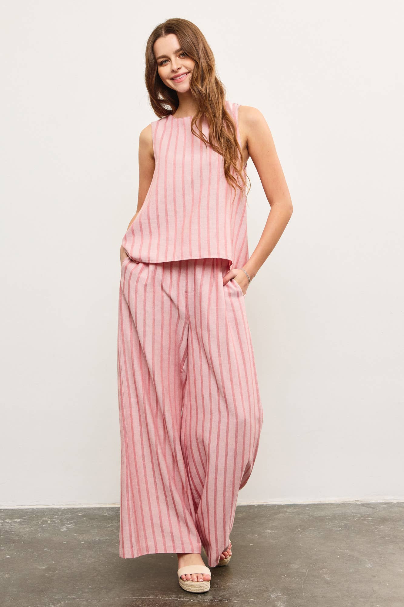 STRIPE WIDE LEG PANTS