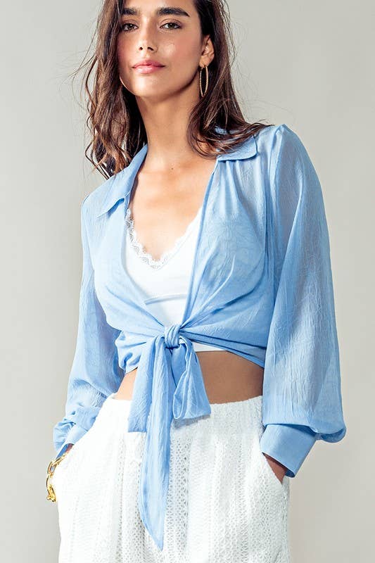 CHIFFON DRAPE TIE SHIRT