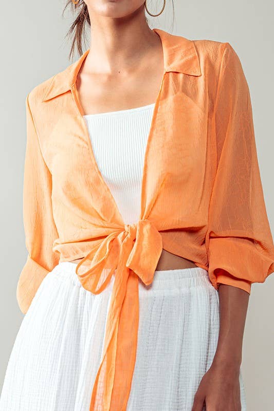 CHIFFON DRAPE TIE SHIRT